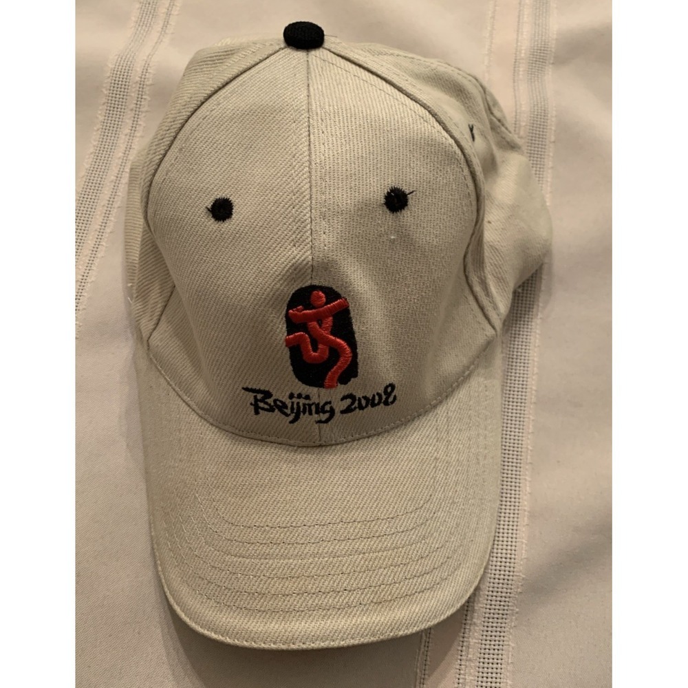 Beijing 2008 Olympics Hat Dancing Logo Baseball Cap Cream White Adjustable OLY
